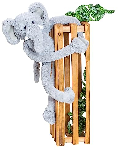 Elefant Kuscheltier 45cm Grau Plüschtier hängend mit Kletthänden