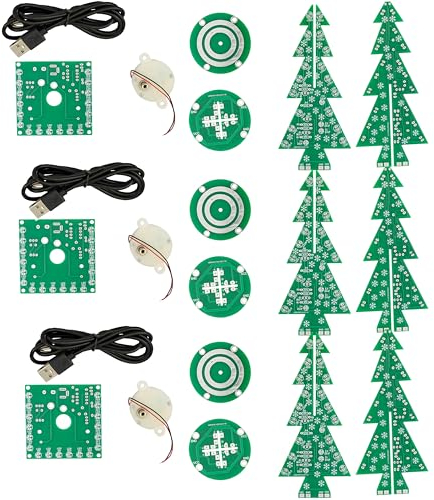 AZDelivery 3x DIY LED Weihnachtsbaum Kit: Weihnachtsbaum Elektronik Bausatz zum Löten - Lötbausatz für einen drehenden Weihnachtsbaum mit LEDs und USB-Anschluss