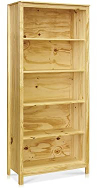 moebel-eins TOBINO Bücherregal 5 Fächer, Material Massivholz, Kiefer, Kiefer Natur