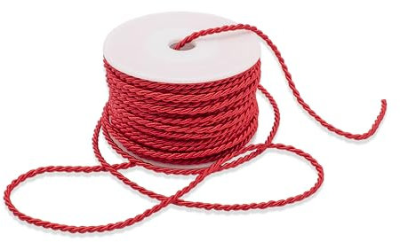 Decoraparty Cordino Rosso da 3 mm, Nastrino Intrecciato Rotolo Cordoncino Elegante per Confezioni Regalo, Natale, San Valentino, Capodanno, Creazioni, in Poliestere Cotone - 3 mm x 25 metri