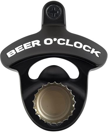 HAIICEN Magnetic Bottle Opener Wall Mounted Black - BEER O'CLOCK Stainless Bottle Cap Opener with Magnet - Funny Wall Mount Beer Opener for Men Women Gift