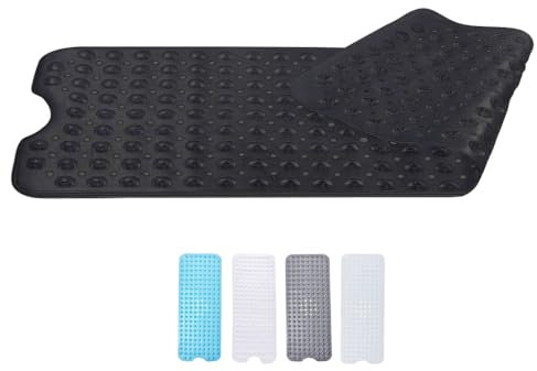 Zuvo Tapis de Bain Antidérapant | Extra Long 100 x 40 cm | Ventouses Puissantes & Anti-Moisissure | Lavable en Machine | Sécurisé pour Enfants & Seniors | Noir