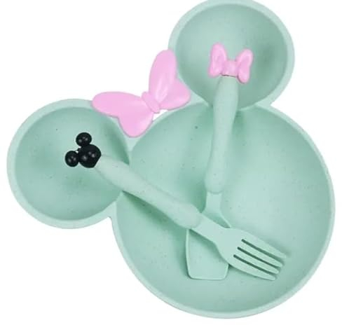 Juego de vajilla de minnie mousse para cena (verde agua)