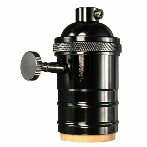 HIQIU Lampenfassung Vintage E26/E27 Lampenfassung, Retro Fassung mit Schalter für Pendelleuchtenfassung (schwarz)
