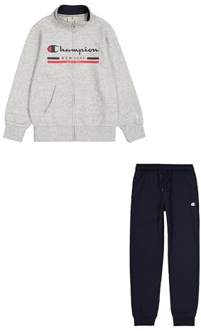 Champion Jungen Legacy Graphic Shop B (306845) -Ultra-Light Soft Compact Powerblend Terry High-Neck Trainingsanzug Kinder, Grau (EM021), 3-4 Years