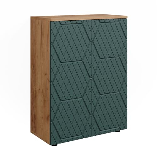 Vicco Midischrank Irma, Badmöbel, Goldkraft Eiche/Grün, 60 x 81 cm