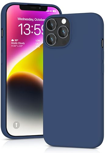 YATWIN Silicone Case for iPhone 13 Pro Max, Soft-Touch, Shockproof, DustProof, Antiskid Full Body Armour Phone Cover for Apple iPhone 13 Pro Max - Dark Blue