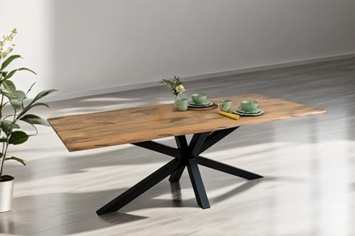 SAM Esstisch Tiger 200x100 cm Mangoholz Natur Vintage Spider schwarz