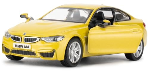 imtfzct 1/36 BMW M4 Modellauto, Alu-Spielzeugauto mit Rallyefunktion, Freizeit-Spielzeugmodell, Auto-Geschenke für Jungen und Mädchen (gelb)