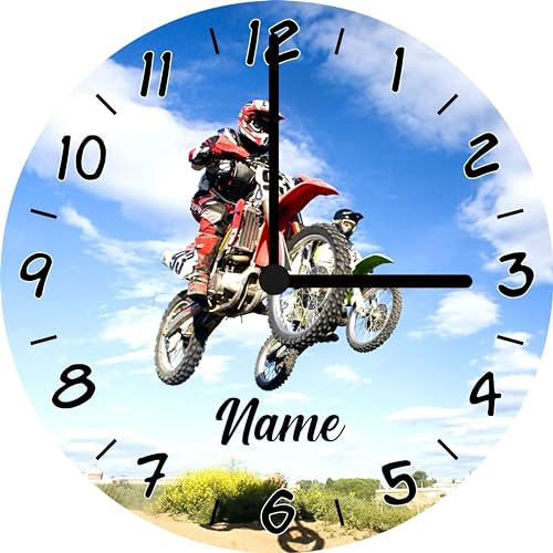 Print Equipment (18.79 Wanduhr Glasuhr 29 cm - Quad Motorrad Motorsport Motorcross Speedway - gern mit Wunschname, 18.80