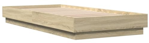 vidaXL Bettgestell, Bett für Schlafzimmer, Bettrahmen mit Lattenrost, Einzelbett Schlafzimmerbett Gästebett, Sonoma-Eiche 100x200cm Holzwerkstoff
