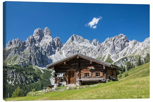 Posterlounge Almhütte in den österreichischen Alpen Leinwandbild | 100 x 70 cm von Gerhard Wild Wandbilder Wanddeko