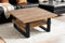 SAM Couchtisch 90x90 cm Patrick, Sofatisch/Beistelltisch mit Ablage, Mangoholz massiv, raue & naturbelassene Oberfläche, U-Metallgestell schwarz, echte Baumkante