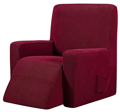 LXHZSY Sesselschoner Schlafsofa Abdeckung Hohe Elastizität Feste Farbe All-Inclusive-Wippdeckel Dicke Stoff Sofa-Cover-Recliner-Abdeckung(Wine red)