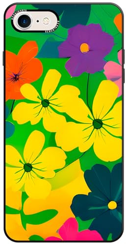 Berkin Arts Compatible with iPhone 7/8/SE2/SE3 Acrylic Case with Floral Pattern Vivid Elegant Durable Stylish Pop Art Design For Women Girls Yellow Green