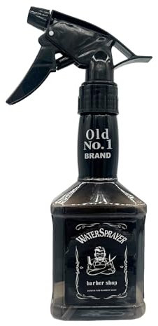 Eson Hair Water Spray Bottle 300ml, Whisky Style Spray Bottle for Hair, Barber Salon Hairdresser, Mist Sprayer,Retro Stylish, Empty Refillable Sprayer for Shaving and Cleaning 300ml (Black)