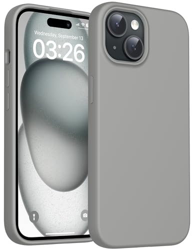 TOCOL für iPhone 15 Hülle Silikon, Stoßfest rutschfest Anti-Fingerabdruck Kratzfest Handyhülle für iPhone 15 Case, Grau