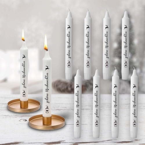 Verschiedene Weihnachten Set Kerze Stabkerzen fertig bedruckt kein Kerzentattoo Wasserschiebefolie oder Tattoofolie Kerzen für Kerzentattoos (4er Set, schöne Weihnachten)