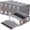 SwartLife Linen Bedding Storage Organizer - 6-Pack Foldable, Breathable Boxes with Clear Window & Label for Sheets, Duvets & Towels -Grey