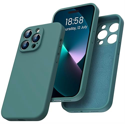 elexal Liquid Silicone Case Designed for iPhone 13 Pro Max Case, Individual Protection for Each Lens Full Body Covered Thickened Rubber Shockproof Phone Case iPhone 13 Pro Max - 6.7 inch (Green)