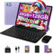 fezawio Android 14 tablet 10 inch 20GB RAM+128GB ROM, Octa Core, WiFi 6, 6000mAh, (1TB TF) tablet with keyboard and mouse+one-year screen rupture insurance —（Purple）