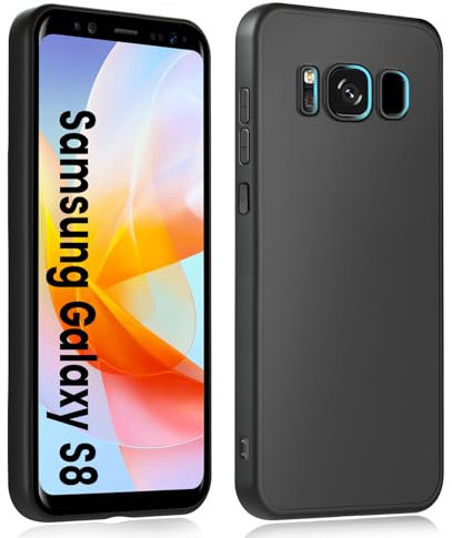 HuwaiH Handyhülle für Samsung Galaxy S8 Hülle, Anti-Rutsch Stoßfest Haltbarkeit Schutzhülle, Anti-Fingerabdruck Unterstützt kabelloses Laden Weich TPU Case, Passgenau für Samsung S8, Schwarz