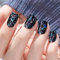 22pcs Semi Cured Gel Nails Stickers - Black Glitter UV Gel Nail Wraps, Salon-Quality, Self-Adhesive Long-Lasting Gel Nail Strips for Girls Women Easy Manicure, Require UV/LED Lamp Nails Strips