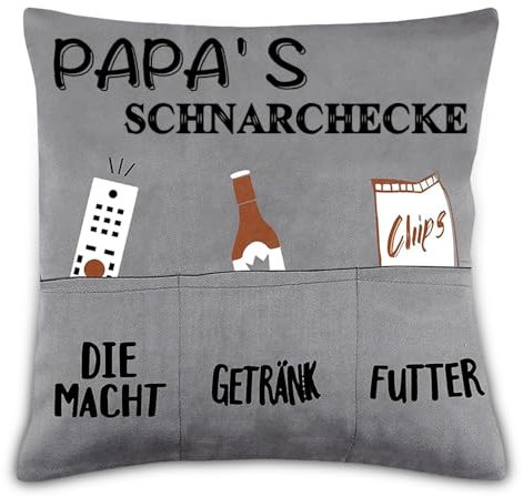 teikart Papa Geschenk Originelles Dekokissen, Iustige Geschenke für Männer, Männerkissen mit Taschen 45x45CM, Geburtstagsgeschenk, Dekorativer Kissenbezug Geburtstagsgeschenk Vatertag(Grau)