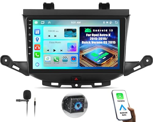 OiLiehu 4+64G 8 Kern Android 13 Doppel Din Radio CarPlay Android Auto für Opel Astra K 2015-2019/BUICK Verano GS 2015 Autoradio Mit Bildschirm 9 Zoll Mit Bluetooth GPS FM RDS WiFi SWC DSP/EQ