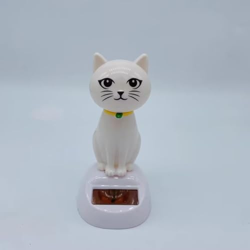 Weiße Katze, solarbetriebene Dekoration, niedliches Schaukeltier tanzende Puppen, Auto-Armaturenbrett-Ornament, solarbetriebene Katze, Desktop-Dekoration für Zuhause, Büro, Dekoration,