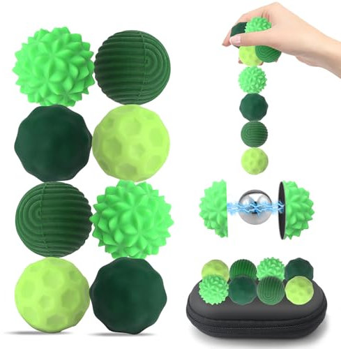 8PCS Magnetische Fidget Toys,Magnetkugeln Anti Stress Bälle Silikon Sensorik Spielzeug,Magnet Stressball mit Silikonhülle FüR Erwachsene Und Kinder,Sensorischer Ball,Druckball Fidget Spielzeug