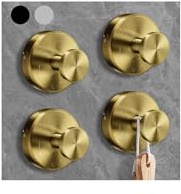 vidonio 4PCS 2024 New Suction Cup Hooks for Shower,Luxe Hold No-Drill Stainless Waterproof Suction Cup Hooks for Hanging up to 15lbs,Shower Hook for Bathroom,Mounting on Glass Doors-Gold