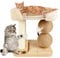 Interaktives Katzenspielzeug Aus Holz 6 in 1 Katzenmöbel mit Hängenden Kugeln, Drehbar Smart Track Ball, Kühlmatte Katzenbett, Federn, Sisal-Katzenkratzbaum für mittelgroße kleine Katzen Trainieren