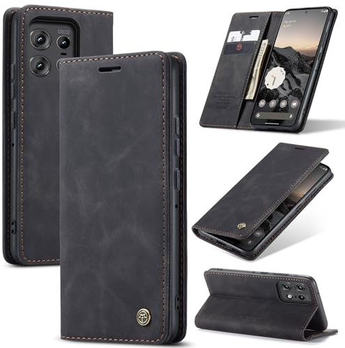 Cracedily Cover per Google Motorola Moto Edge 50 pro Case, Custodia Cover Pelle Premium Portafoglio con Porta Carte Magnetica Supporto Protezione Flip Case Custodia per Moto Edge 50 pro, Nero