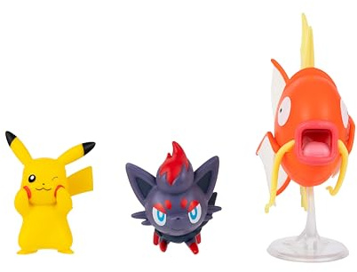 Pokémon PKW4090 Battle Figure Set - Pikachu, Zorua, Karpador, offizielles Figuren Set