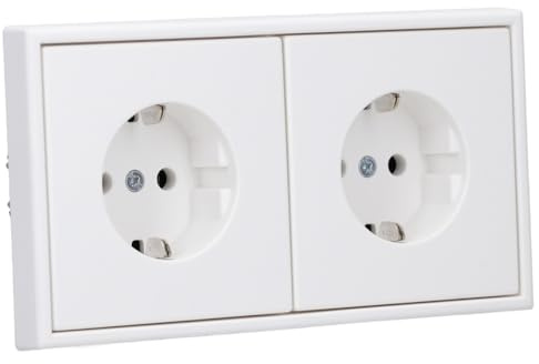 JUNG Serie LS 2x Steckdosen Set Schneeweiß Matt | mit 2x LS1520WWM SCHUKO Steckdosen, LS982WWM Rahmen 2-fach