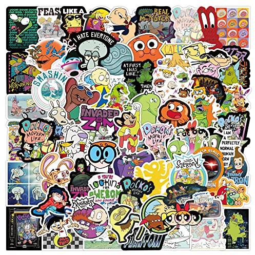 100 Stück 90er-Jahre-Anime-Aufkleber im Mischpack, 100 Stück beliebter Klassiker-Stil für Jugendliche und Erwachsene, wasserfeste Vinyl-Aufkleber mit lustigen Cartoon-Motiven für Laptops