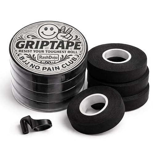 RashDojo Griptape – Pack de 6 Finger Tapes (60 m) para BJJ o Escalada con Anillo Cortador | Cinta Adhesiva para Dedos | Protección Articular Grappling, Jiu-Jitsu, Escalada