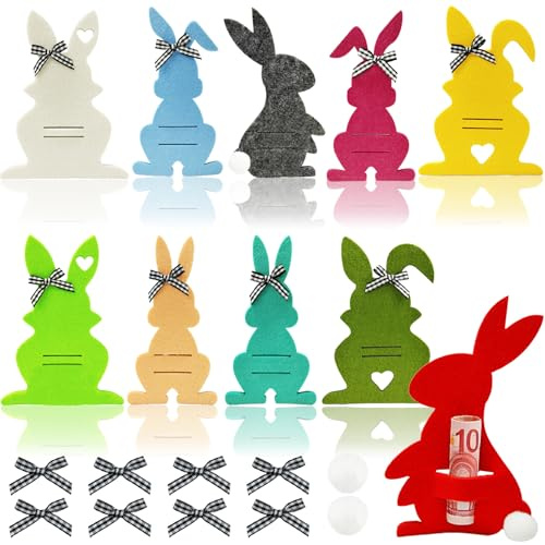 10 Stück Ostern Geldgeschenke Set,Osterhasen Geldgeschenke Verpackung,Geldgeschenk Ostern Verpackung,Zum Verpacken Von Oster-Geldscheingeschenken,Kreative Osterdekorationen aus Filz Geldklammern