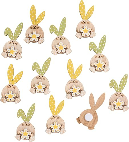 VBS Streuteile Hase Mimi mit Klebepunkt 12 Stk 2 Motive 2.5x5 cm Sperrholz Ostern Selbstklebend für Karten Schachteln Geschenke Tischdeko