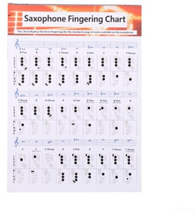 Saxoph Grifftabelle für Anfänger - Akkorddiagramme & Notizanleitung auf beschichtetem Papier, 21 x 28 cm (S-Größe) (L)