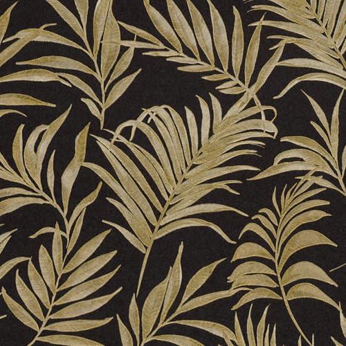 Profhome Papier peint motif floral 791086-GU Papier peint intissé (TNT) noir or 0,53 m x 10,05 m / 5,33 m2