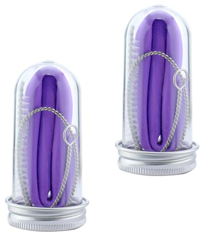 INOOMP Lot de 2 Sets de Sets de Pailles Réutilisables en Silicone Pliantes et Courbées Violettes, avec Goupillon de Nettoyage et Étui Compact, pour Boissons, Smoothies et Cocktails,