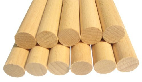 Hagspiel Lot de 10 tiges rondes en bois de hêtre lisse 8 mm 100 cm