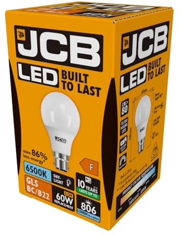 JCB LED 8.5 Watt Bayonet Cap GLS Lamp Daylight 6500K 8.5W Replacement BC B22 LED Bulb