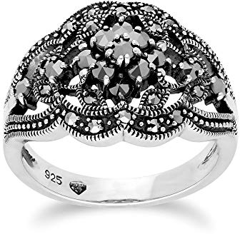 Gemondo Markasit Ring, Sterling Silber Markasit Haufen Ring