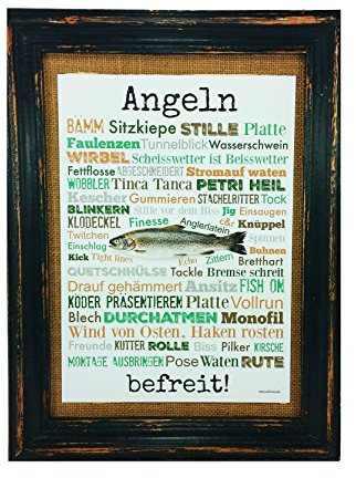 AnneSvea Angeln befreit! Druck Poster A4 Geschenk Typo Deko Angler Fische Fischer Rute Verein Anglerheim
