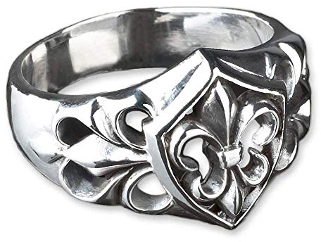 viva adorno Ring Fleur de Lys Lilien Ring Wappen Siegelring 925 Sterlingsilber SR22, Gr. 69