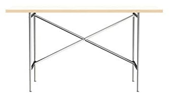 Modulor Tisch E2 mit pulverbeschichtetem Tischgestell und seidenmatter Tischplatte (68 x 138 cm, Verchromt und Weiß)