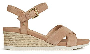 Geox D Ischia Corda, Sandali Donna, Beige Dk Skin, 36 EU